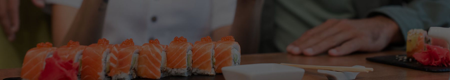 Row of sushi rolls at Takamatsu