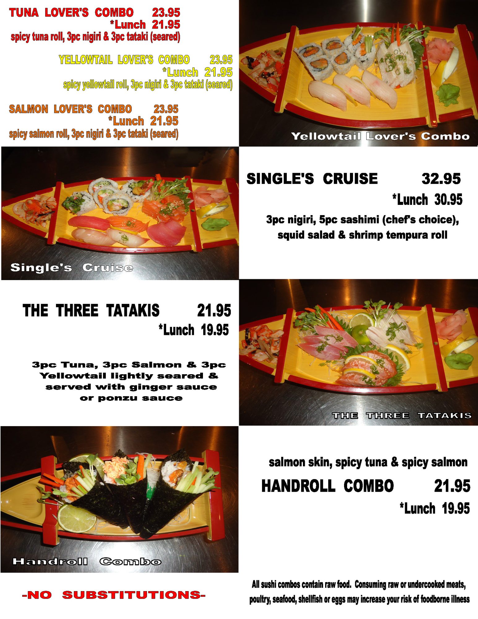 Sushi combos picture menu, page 1