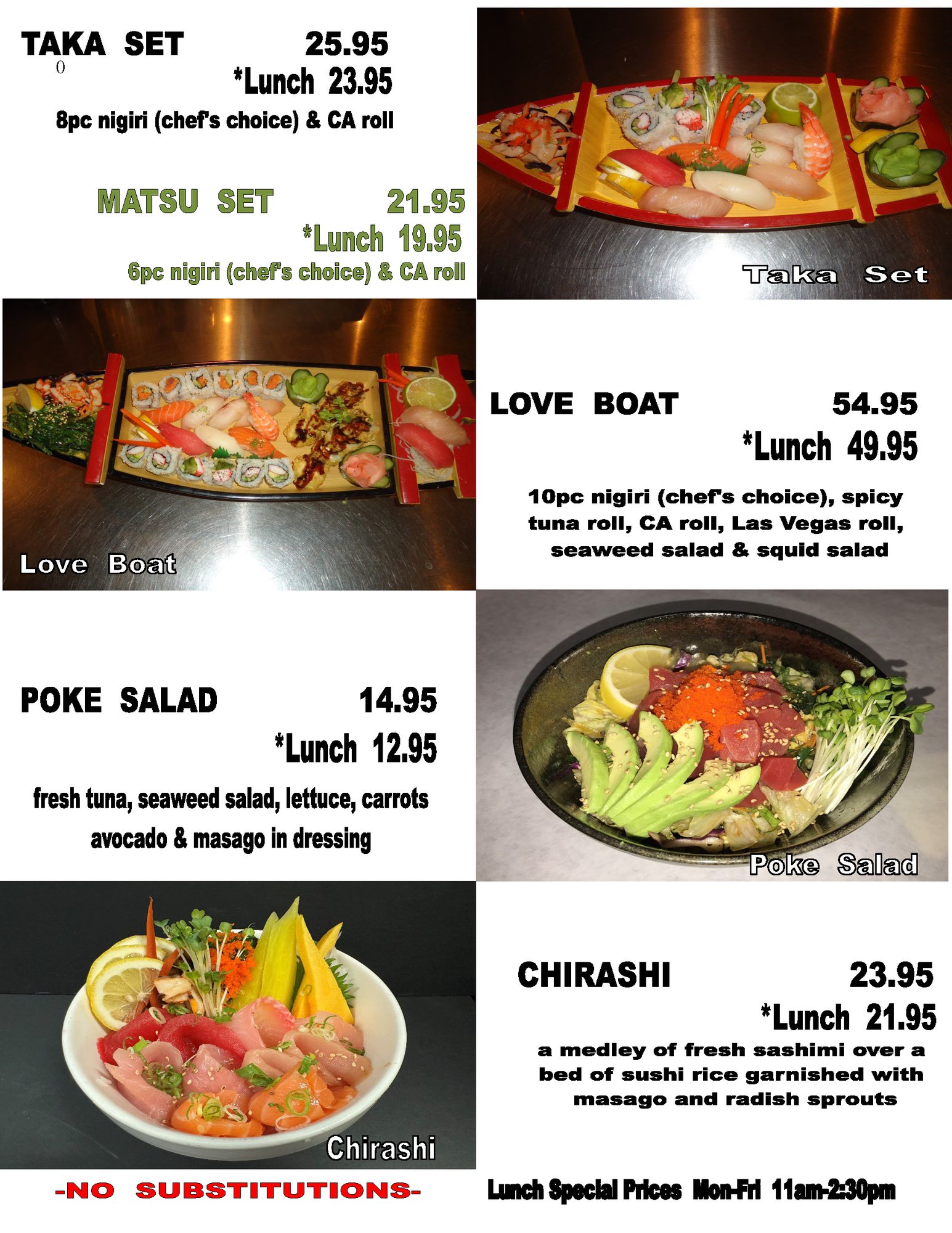 Sushi combos picture menu, page 2